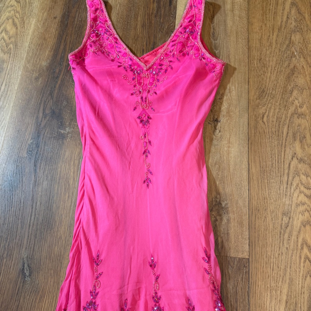 Vintage Y2K 100% Silk Beaded Dress Vintage Beaded Dress Fairy Ombré Rainbow Prom - Picture 12 of 17
